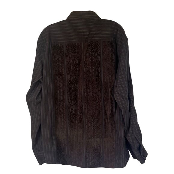 191 Unlimited Button Down Shirt Mens XL Brown Embroidered Details - Picture 2 of 8